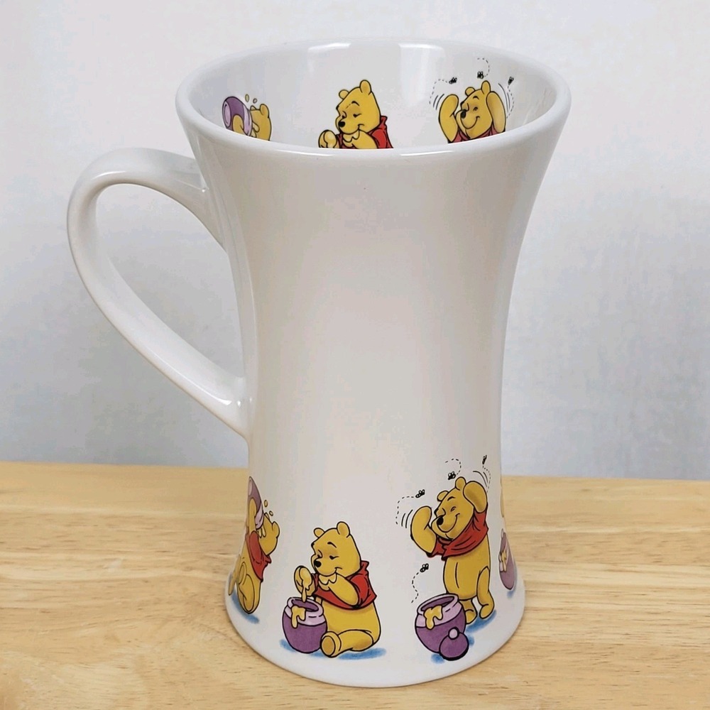 Vintage Disney Store Winnie the Pooh Tall Flared Latte Mug Ceramic Honey Pots 6"